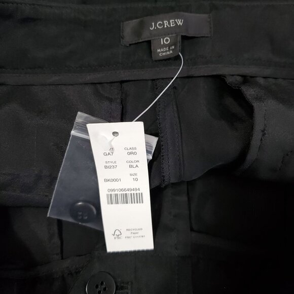 J. Crew NWT Drapey Cupro Blend Trouser Size 10 Black Satin BI237 Wide Leg Flat - Picture 6 of 13